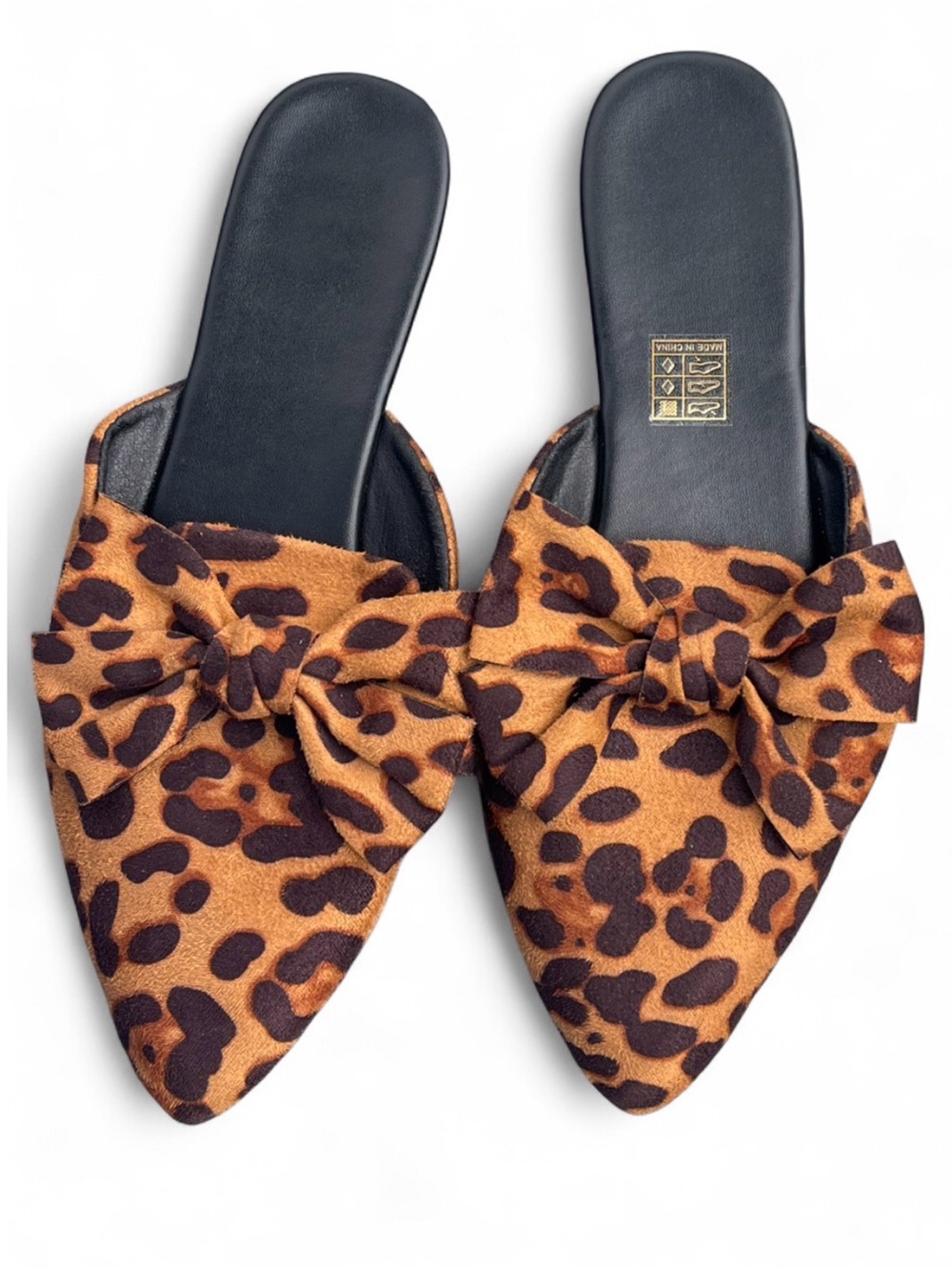 Leopard  / Cheetah Bow 🎀 Pointed- Toe Slide Mules - Animal Print